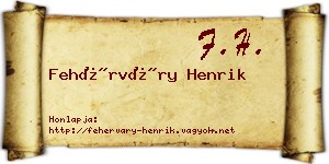 Fehérváry Henrik névjegykártya